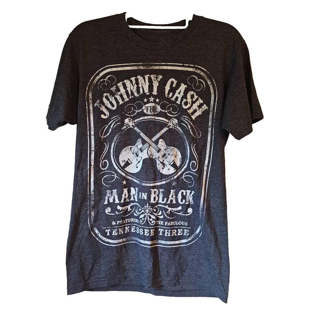 Johnny Cash Man In Black T Shirt Mens Small Graphic Band Tee Charcoal